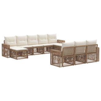 vidaXL Conjunto De Sof&aacute;s De Jard&iacute;n 10 Pcs Beige Y Blanco Crema Vidaxl