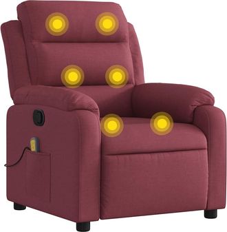 vidaXL Vidaxl - Sill&oacute;n De Masaje Reclinable De Tela Color Vino Tinto
