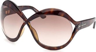 Tom Ford Sunglasses Oval Full Rim, Dark Havana Frame And Gradient Brown Lens Ft090252F