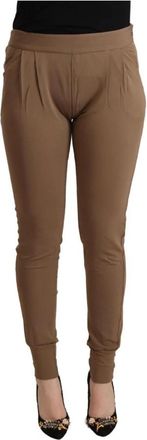 Ermanno Scervino Bruine Logo Tapered Broek - Dames - Slim Fit Broeken - Bruin - L - Broeken