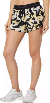 Brooks Womens Chaser 3 Shorts In Black/golden Hour/floral