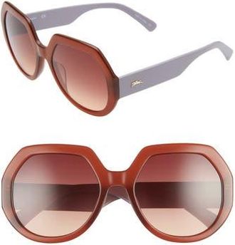 Longchamp 55mm Gradient Geometric Sunglasses in Brown at Nordstrom Rack