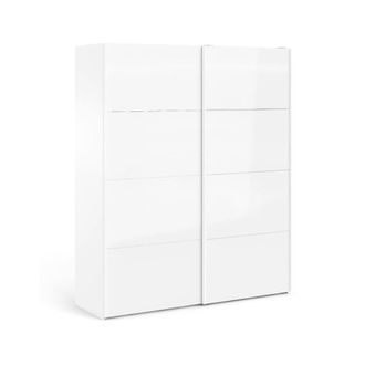 Dmora Dmora - Armario 2 Puertas Badesse, Muebles De Dormitorio, Vestidor, Armario De Ropa, 182x62 H220 Cm, Blanco Brillante