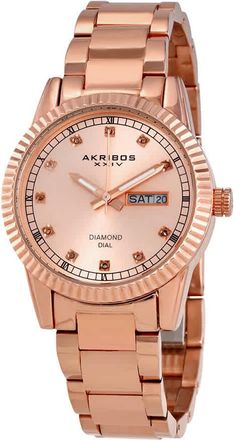 Akribos XXIV Rose Dial Rose Gold-tone Ladies Watch AK965RG