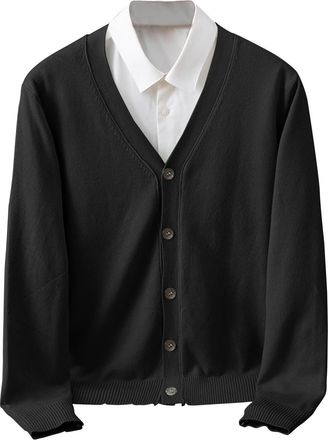Generic Mens Knitted Cardigan V Neck Button Jumper Plain Coloured Cardigans Lightweight Classic Soft Wool Jumpers Long Sleeve Knitwear Sweaters For Men Spring