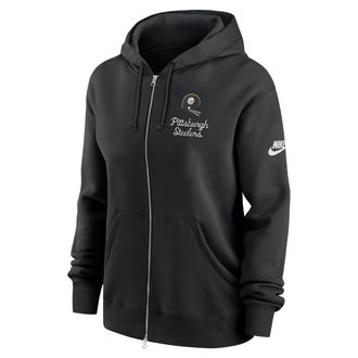 Nike Pittsburgh Steelers Phoenix Rewind Nike Womens NFL Full-Zip Hoodie in Black | 01D600A7LV-AU3