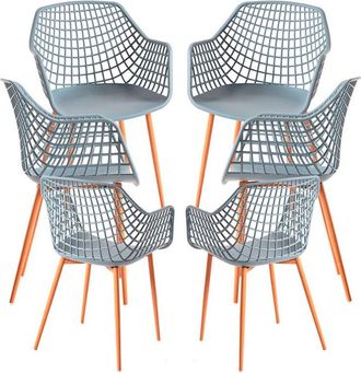 Regalos Miguel Regalos Miguel - Packs Sillas Comedor - Pack 6 Sillas Riva con Reposabrazos - Gris