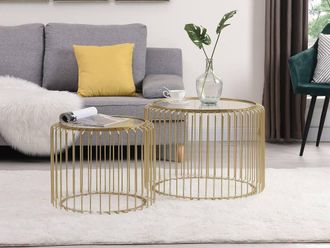 Vente-Unique Metal & Glass Nesting Coffee Table - Golden - FERIDA in Gold
