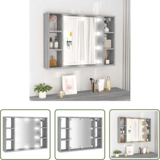 vidaXL vidaXL Armadietto da bagno - Mobile a Specchio con LED Grigio Sonoma 76x15x55 cm