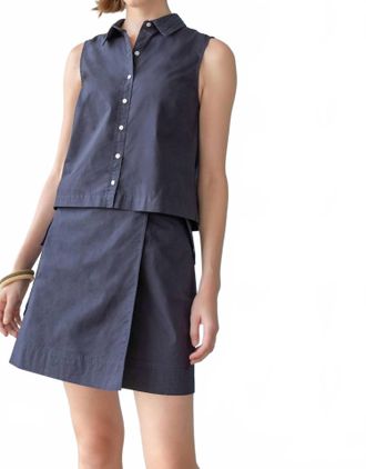 Lilla P Eyelet Collar Sleeveless Shirt In Navy