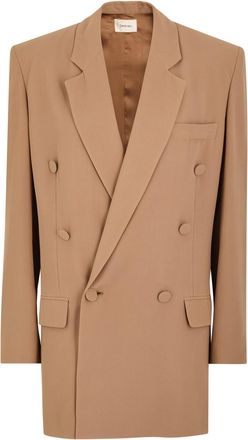Saint Laurent Manteau Oversized Silk-chiffon Blazer - Brown - 38 (UK10 / S)