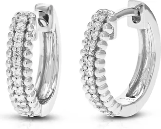 Vir Jewels 1/10 cttw Lab Grown Diamond Hoops Earrings in Sterling Silver With Hidden Post For Women