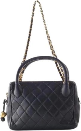 Chanel Pre-owned Vintage Kleine Crossbodytas met Handvat - Dames - Vintage Handtas - Zwart - ONE Size - Leer - Vintage