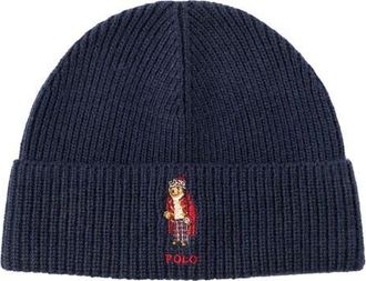 Polo Ralph Lauren Holiday Bear Beanie in Newport Navy at Nordstrom