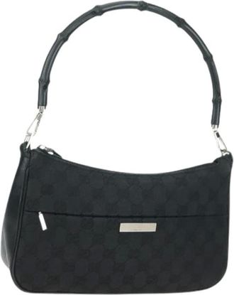 Gucci Pre-owned Shoulder Bags, female, Black, Size: ONE SIZE Pre-owned Vintage GG Canvas Shoulder Bag