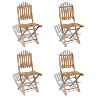 vidaXL Sillas De Jard&iacute;n Plegables 4 Unidades De Bamb&uacute; - Sillas De Comedor - Sillas Plegables