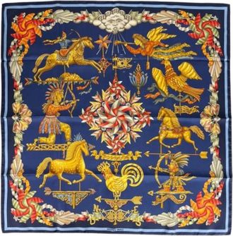 Herm&egrave;s Pre-owned Silk Scarf - Dames - Vintage Accessoires - Blauw - ONE Size - Vintage