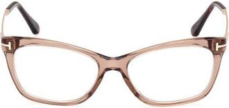 Tom Ford 52mm Geometric Optical Glasses in Champagne Pale Gold at Nordstrom
