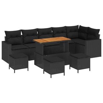 vidaXL Set Divano Da Giardino 12 Pz 8-numero Di Posti Nero Polyrattan Vidaxl