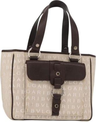 Bulgari Pre-owned Handbags, female, Beige, Size: ONE SIZE Pre-owned Canvas Handbag