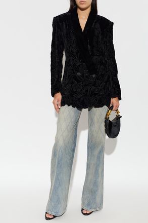 Balmain Velvet Blazer, Womens, Black
