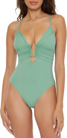 BECCA by Rebecca Virtue Plunge Neck One Piece Swimsuit In Mineral
