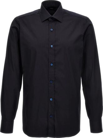 Barba Heren, Overhemden, Blauw, Maat: M Katoen