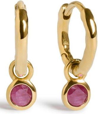 Monica Vinader Birthstone Huggie Hoop Earrings in 18K Gold Vermeil/ruby at Nordstrom