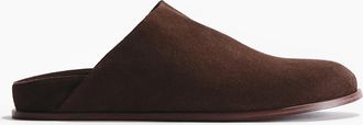 H&M Mules aus Veloursleder mit Fussbett - Dunkelbraun