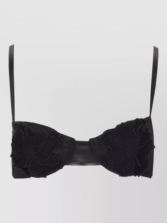 Elisabetta Franchi bra top sheer back floral applique straps