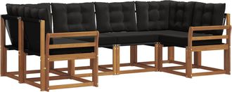 vidaXL Conjunto De Sof&aacute;s De Exterior 6 Uds. Natural Y Negro Vidaxl