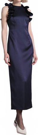Kika Vargas Ruti Satin Midi Dress In Marine