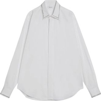 Alexander McQueen Shirt met Studded Kraag Lange Mouwen - Heren - Casual Overhemden - Wit - M - Katoen - Overhemden