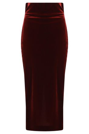 Alberta Ferretti Velvet Back Slit Midi Skirt