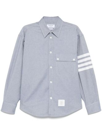 Thom Browne Flannel Shirt With Four-Stripe Detail
