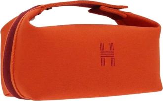 Herm&egrave;s Pre-owned Katoenen Pouch - Dames - Vintage Mini Tas - Oranje - ONE Size - Katoen - Vintage