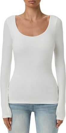 Naked Wardrobe Bare Scoop Neck Long Sleeve Top in White at Nordstrom Rack, Size Medium