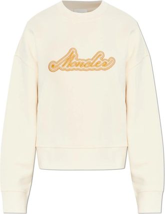 Moncler Geborduurd katoenen sweatshirt - Dames - Sweatshirts - Beige - M - Katoen - Hoodies & sweatvesten