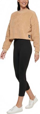 Calvin Klein Performance Faux-Sherpa Cropped Pullover Top In Wheat