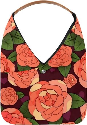 Generic Camellia Pretty Print Reusable Lightweight Grocery Bags - Foldable Into Compact Pouch, Washable & Sturdy, Multipurpose for Shopping and Travel