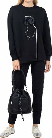 Terre Alte Line Art Crew Neck Sweater In Black
