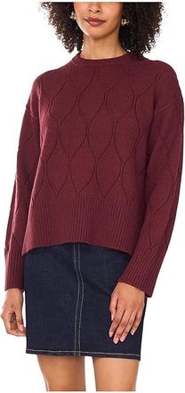Vince Camuto Long Sleeve Crew Neck Womens Sweater Crisp Merlot : LG, Acrylic/Nylon/Polyester