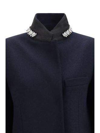Prada Womens Wool Coat Blue Fleece (ovis Aries)