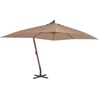 vidaXL Sombrilla Jard&iacute;n Voladiza Con Palo De Madera Taupe 400x300 Cm Vidaxl
