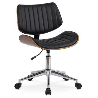 OEM Silla De Oficina Giratoria Texas, Color Nogal/negro, De Piel Ecol&oacute;gica Moderna