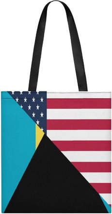 Generic U.S. And Bahamas Flag Womens Tote Casual Shopping Bag Lightweight Shoulder Bags Hobos Handbag for Work Travel Daily 35x40cm