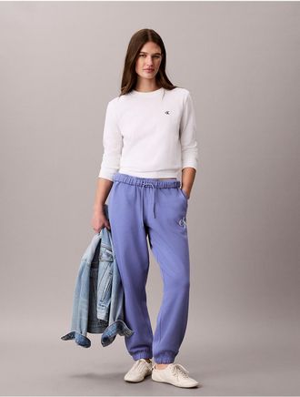 Calvin Klein Jeans Calvin Klein Womens Rhinestone Monologo Fleece Sweatpants - Purple - XL