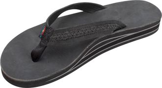 Rainbow Sandals Womens Willow Double Layer Arch Support Leather Sandal In Premier Black