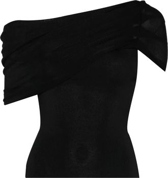 Self Portrait Asymmetrische tanktop - Zwart