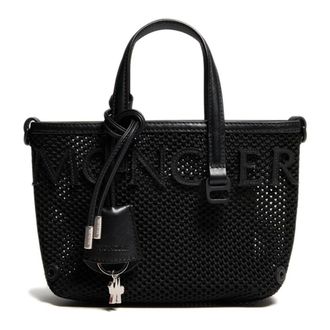 Moncler Tote Bags, female, Black, Size: ONE SIZE Very Mesh & Leather Tote Bag